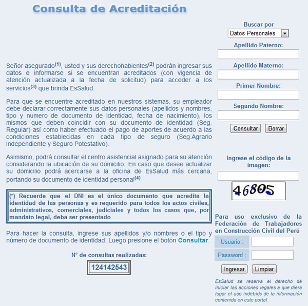 Consulta de acreditación Essalud por internet